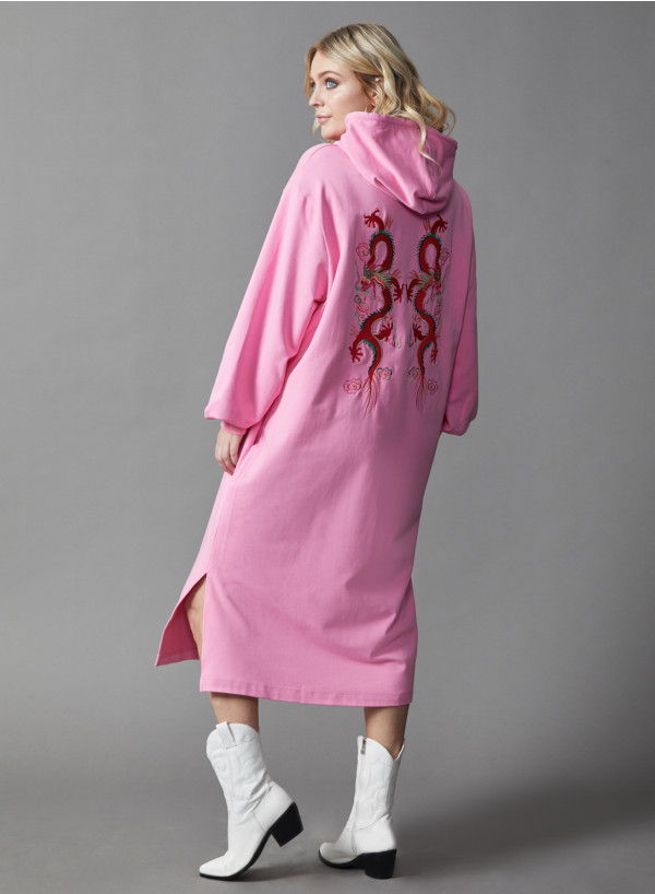 Anna Scholz Plus Size Hoodie Dress with Dragon Embroidery