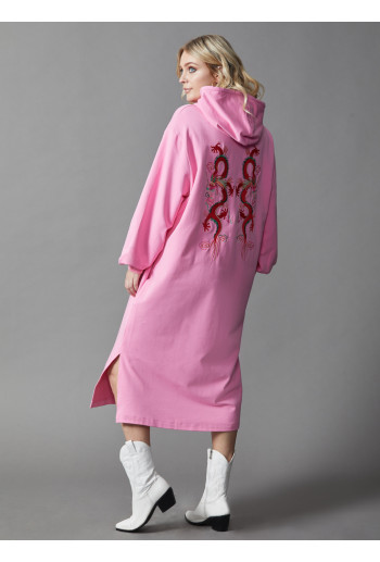 Hoodie Dress With Dragon Embroidery