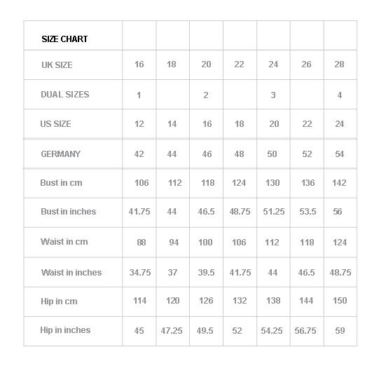 Size Chart Plus Sizes